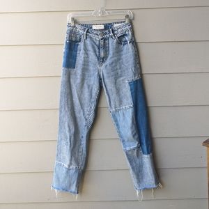 PacSun high waist color block patchwork mom jeans